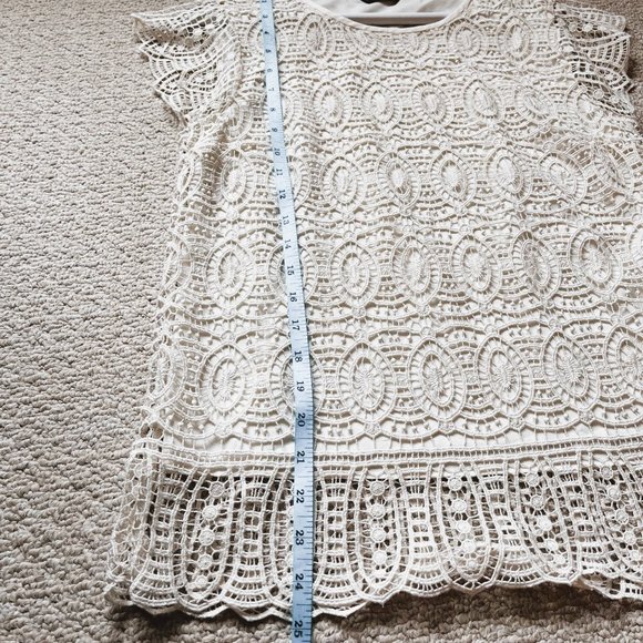 MASSIMO DUTTI Cream Lace Overlay Blouse Size 4 US, Size 34 EURO - Picture 3 of 5